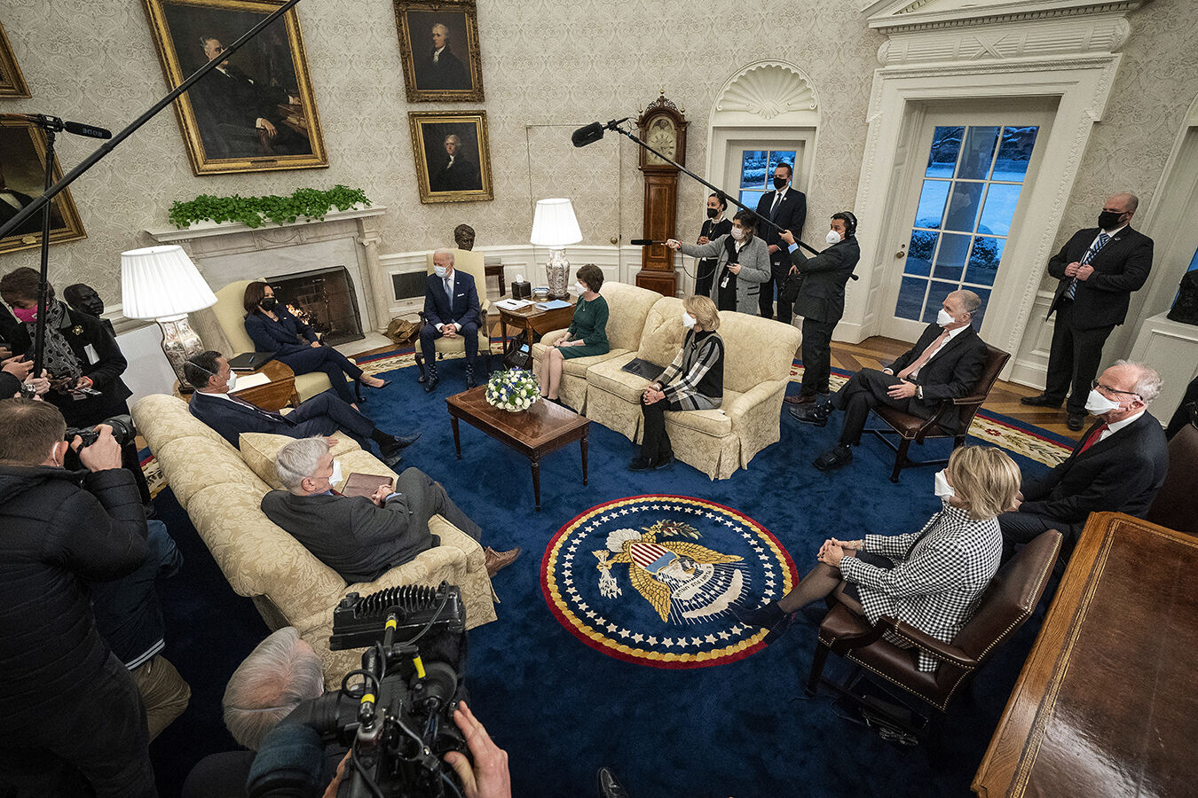 Pres Joe Biden VP Kamala Harris and republican senators